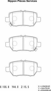 NPS H361A14 - Kit de plaquettes de frein, frein à disque cwaw.fr