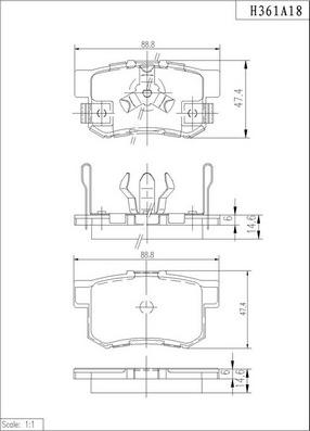 NPS H361A18 - Kit de plaquettes de frein, frein à disque cwaw.fr