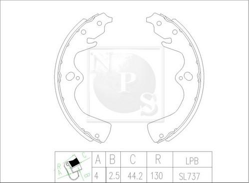 NPS K350A09 - Jeu de mâchoires de frein cwaw.fr