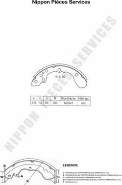 NPS M350A05 - Jeu de mâchoires de frein cwaw.fr