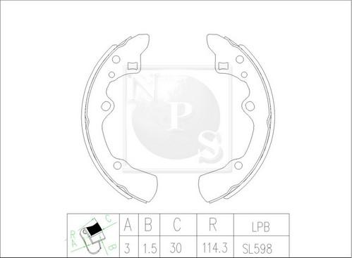 NPS M350A29 - Jeu de mâchoires de frein cwaw.fr