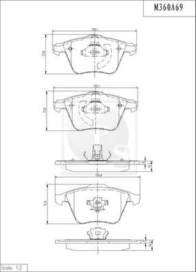 NPS M360A69 - Kit de plaquettes de frein, frein à disque cwaw.fr