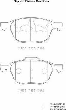 NPS M360A12 - Kit de plaquettes de frein, frein à disque cwaw.fr