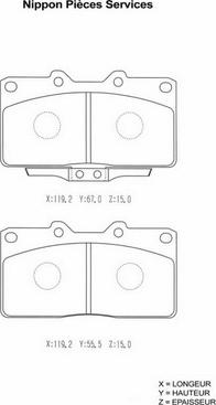 NPS M360I83 - Kit de plaquettes de frein, frein à disque cwaw.fr