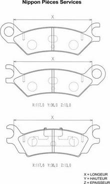 NPS M361A00 - Kit de plaquettes de frein, frein à disque cwaw.fr