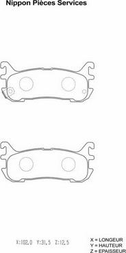 NPS M361A15 - Kit de plaquettes de frein, frein à disque cwaw.fr