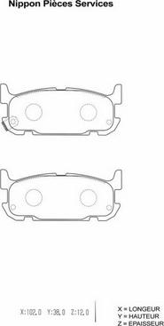 NPS M361A16 - Kit de plaquettes de frein, frein à disque cwaw.fr