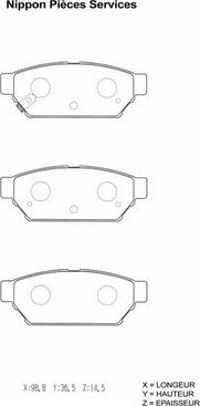 NPS M361I08 - Kit de plaquettes de frein, frein à disque cwaw.fr