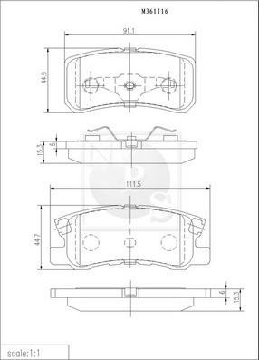 NPS M361I16 - Kit de plaquettes de frein, frein à disque cwaw.fr