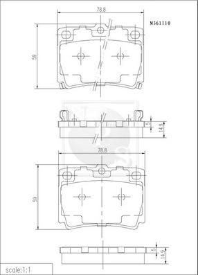 NPS M361I10 - Kit de plaquettes de frein, frein à disque cwaw.fr