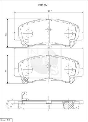 NPS N360N92 - Kit de plaquettes de frein, frein à disque cwaw.fr