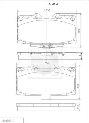 NPS N360N67 - Kit de plaquettes de frein, frein à disque cwaw.fr