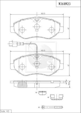 NPS N360N23 - Kit de plaquettes de frein, frein à disque cwaw.fr