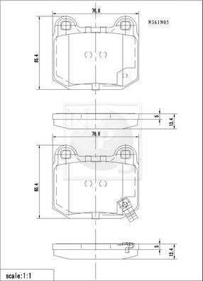 NPS N361N05 - Kit de plaquettes de frein, frein à disque cwaw.fr