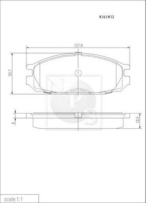 NPS N361N32 - Kit de plaquettes de frein, frein à disque cwaw.fr