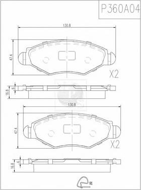 NPS P360A04 - Kit de plaquettes de frein, frein à disque cwaw.fr