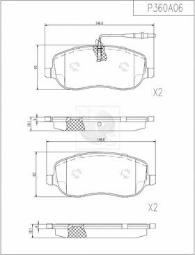 NPS P360A06 - Kit de plaquettes de frein, frein à disque cwaw.fr