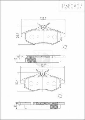 NPS P360A07 - Kit de plaquettes de frein, frein à disque cwaw.fr