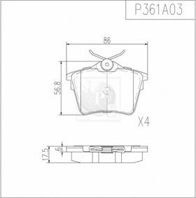 NPS P361A03 - Kit de plaquettes de frein, frein à disque cwaw.fr