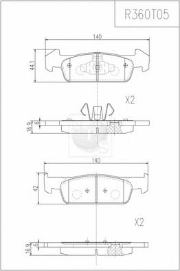 NPS R360T05 - Kit de plaquettes de frein, frein à disque cwaw.fr