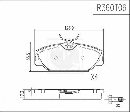 NPS R360T06 - Kit de plaquettes de frein, frein à disque cwaw.fr