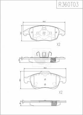 NPS R360T03 - Kit de plaquettes de frein, frein à disque cwaw.fr