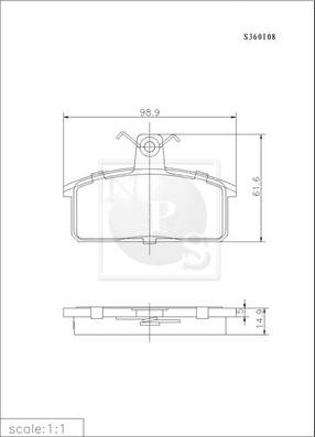 NPS S360I08 - Kit de plaquettes de frein, frein à disque cwaw.fr