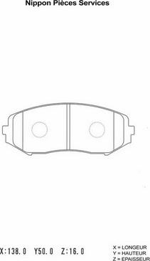 NPS S360I27 - Kit de plaquettes de frein, frein à disque cwaw.fr