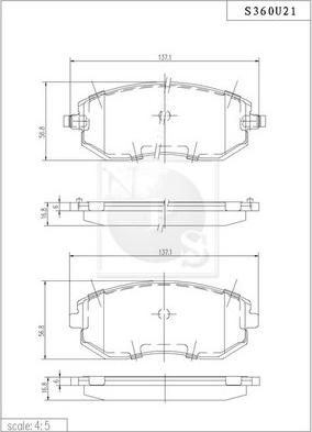 NPS S360U21 - Kit de plaquettes de frein, frein à disque cwaw.fr