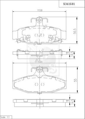 NPS S361G01 - Kit de plaquettes de frein, frein à disque cwaw.fr