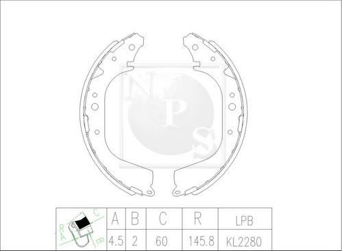 NPS T350A05 - Jeu de mâchoires de frein cwaw.fr