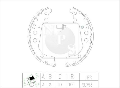 NPS T350A14 - Jeu de mâchoires de frein cwaw.fr