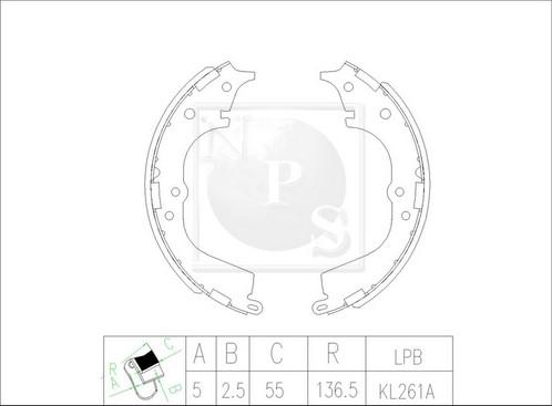 NPS T350A71 - Jeu de mâchoires de frein cwaw.fr