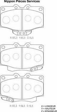 NPS T360A90 - Kit de plaquettes de frein, frein à disque cwaw.fr