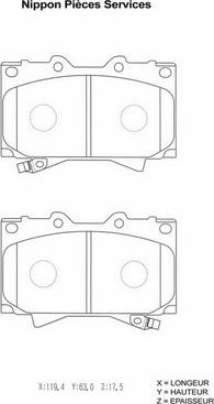 NPS T360A97 - Kit de plaquettes de frein, frein à disque cwaw.fr