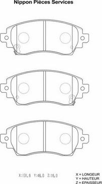 NPS T360A01 - Kit de plaquettes de frein, frein à disque cwaw.fr