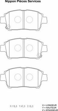 NPS T360A116 - Kit de plaquettes de frein, frein à disque cwaw.fr