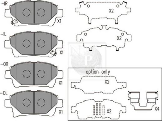 NPS T360A126 - Kit de plaquettes de frein, frein à disque cwaw.fr