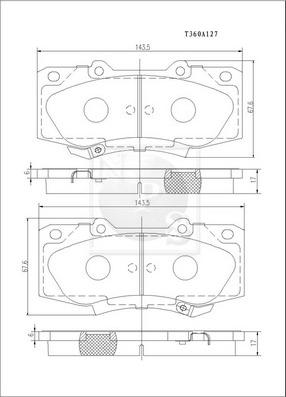 NPS T360A127 - Kit de plaquettes de frein, frein à disque cwaw.fr