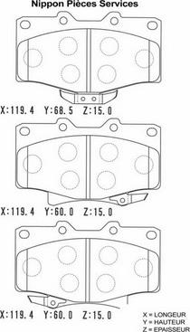 NPS T360A85 - Kit de plaquettes de frein, frein à disque cwaw.fr