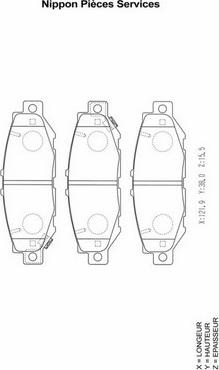 NPS T361A20 - Kit de plaquettes de frein, frein à disque cwaw.fr