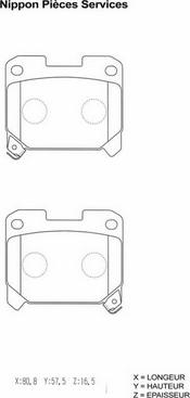 NPS T361A22 - Kit de plaquettes de frein, frein à disque cwaw.fr