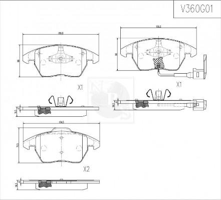 NPS V360G01 - Kit de plaquettes de frein, frein à disque cwaw.fr