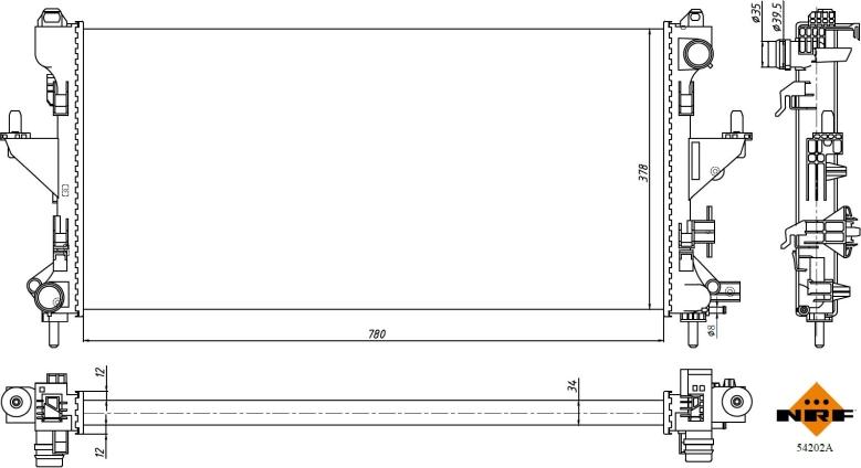 NRF 54202A - Radiateur, refroidissement du moteur cwaw.fr