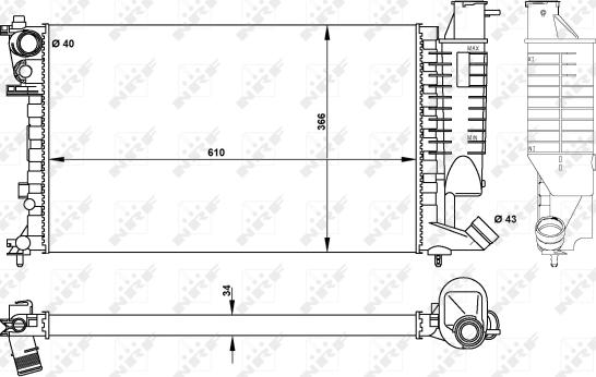 NRF 50425 - Radiateur, refroidissement du moteur cwaw.fr