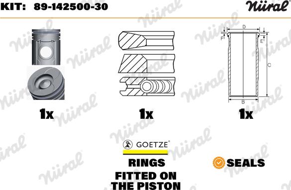 Nüral 89-142500-30 - Kit de réparation, Piston / Chemise de cylindre cwaw.fr