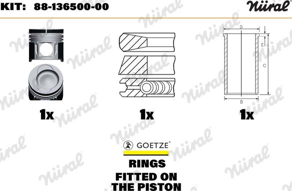 Nüral 88-136500-00 - Kit de réparation, Piston / Chemise de cylindre cwaw.fr