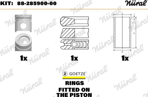 Nüral 88-285900-00 - Kit de réparation, Piston / Chemise de cylindre cwaw.fr