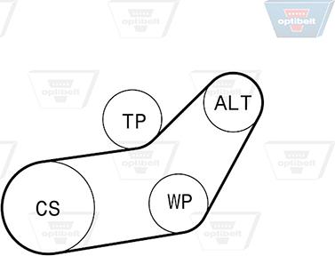Optibelt 6 PK 1045KT1 - Jeu de courroies trapézoïdales à nervures cwaw.fr