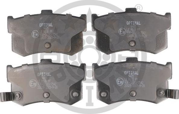 Optimal 9485 - Kit de plaquettes de frein, frein à disque cwaw.fr